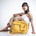 Atlas Mustard Yellow Leather Laptop Briefcase - Image 3
