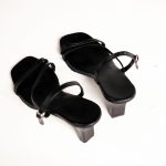 Bella Black Strappy Slingback Kitten Heels - Image 2