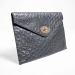 Black Ostrich-Texture Envelope Clutch - Image 4