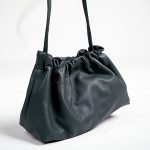 Black Ruched Leather Crossbody Pouch