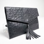 Ostrich-Texture Envelope Clutch with Tassel - Image 2