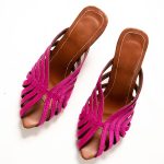 Stella Fuchsia Pink Strappy Pointed-Toe Kitten Heels