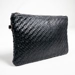 Woven Leather Zippered Clutch - Image 2